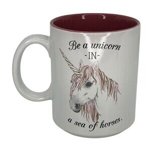 Be a Unicorn In a Sea of Horses Love Your Mug Pink/White/Gold Coffee Tea Cup